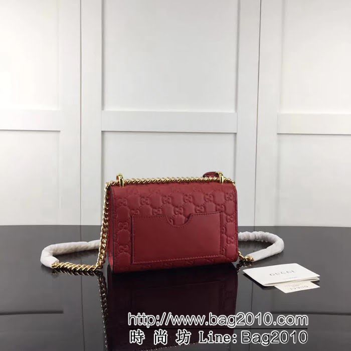 GUCCI古馳原單 新款專櫃品質原單品質原單質量 40948大紅全皮壓花鏈條單肩斜挎包 HY1068